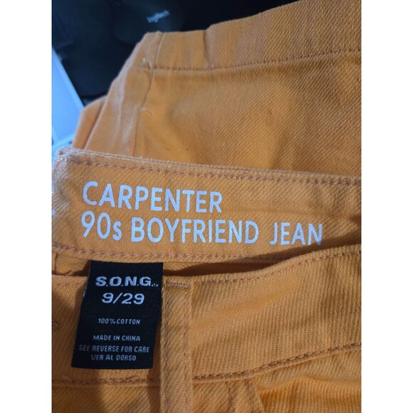 SONG Juniors Orange Carpenter 90s Boyfriend Button-Fly Jeans Size 9/29 Casual - Picture 3 of 10